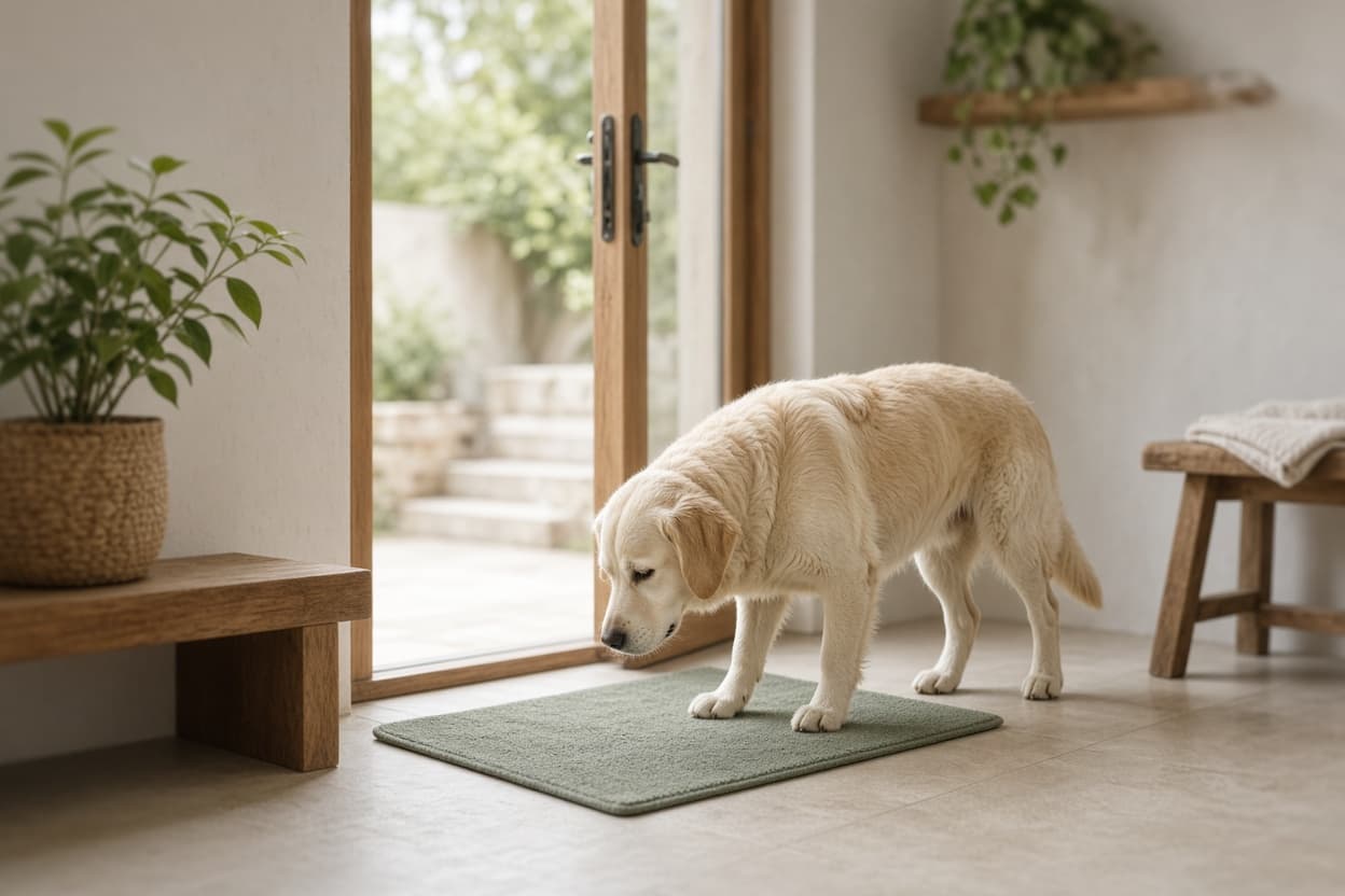 La rutina de la puerta: patas limpias en dos minutos y un perro que colabora